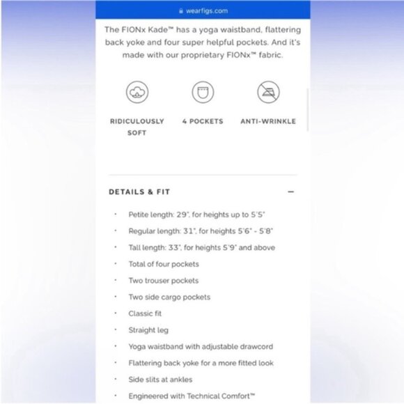 Figs Kade Cargo Scrub Pants Royal Blue Small Petite - Picture 7 of 9